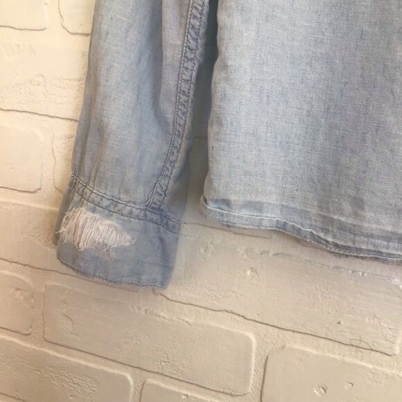 LEVIS ripped design blouse distressed denim shirt small southwestern style small - Picture 4 of 14